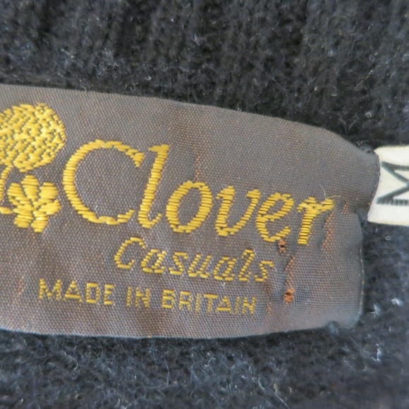 Vintage Clover 1980s Wool + Angora Black Sweater Red Gold Floral Embroidery Med - Picture 7 of 12